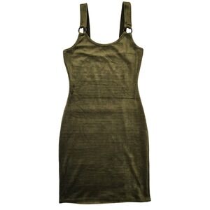 Bear‎ Dance Bodycon Mini Dress Green Ribbed Sleeveless Party Clubwear